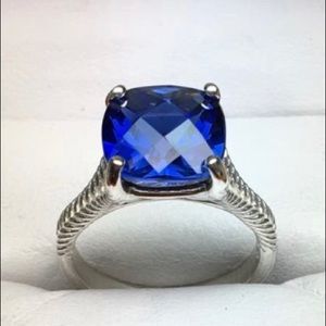 Blue Sapphire in 14k White Gold Statement Ring